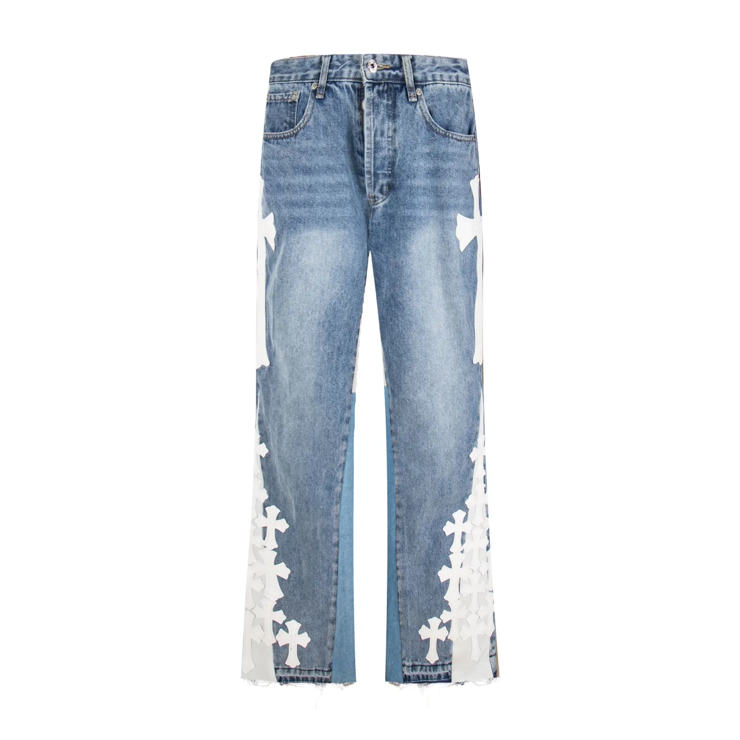 P240 Chrome Hearts Gallery co-branded limited-edition cross-flared flared jeans are a hot item this season and are sought after by countless celebrities and fashionistas. The neat details of the cutting process add color to the playful fashion! The neat and meticulous design, and the well-fitting structure is unique. The upper body not only has outstanding recognition, but also looks younger and younger. A style with the ultimate wearing meaning and performance, gorgeous color matching, and the craftsmanship of this style is also extremely extraordinary. After the finished product is washed, it is disassembled and hand-made with sheepskin cross leather and then spliced ​​together to complete. The whole piece has too many craftsmanship to describe. It is decorated with patchwork cross flowers and high-waisted washed jeans! ! Absolutely high-end luxury product, a god-level single product, a super popular product, made by top heavy industry, a magic weapon that cannot be missed to hit the streets. Style number: 1843 Size: 28 30 32 34 36 Color: blue